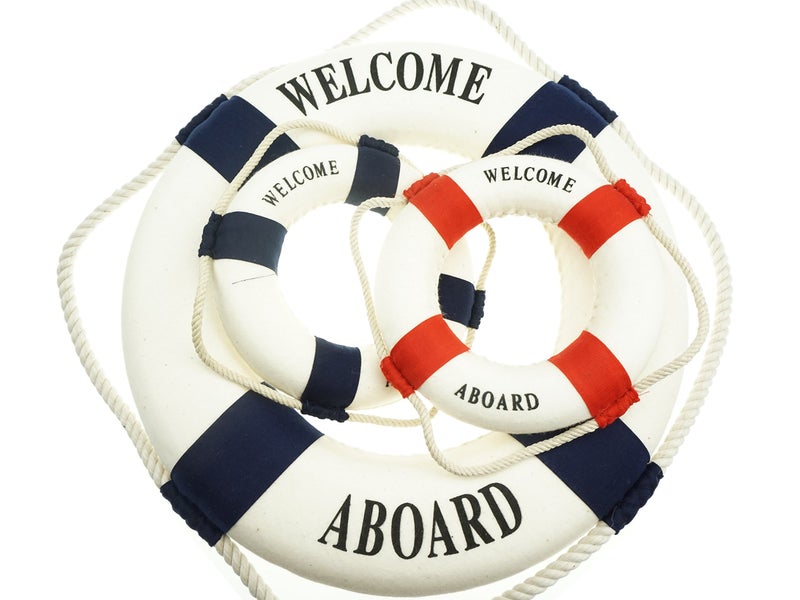 Bilipala 3Pcs Cloth Life Ring Buoy, Home Wall Nautical Decor, 12.5 & 5.5 Inches - Image 1